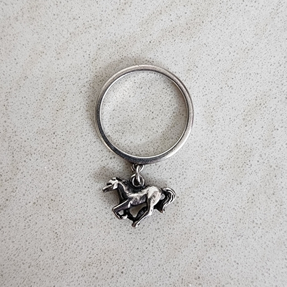 James Avery Jewelry - RARE Retired James Avery Silver Horse Equestrian Charm Ring Sz 8